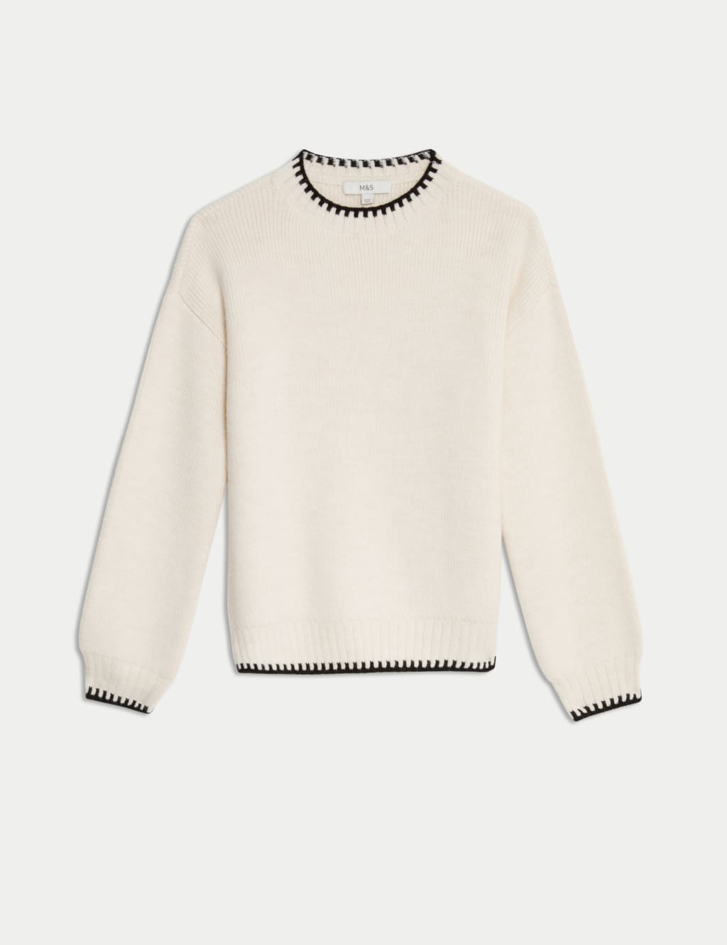 Crew Neck Whipstitch Relaxed Jumper