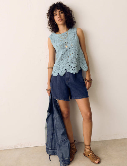 Crochet Look Knitted Vest