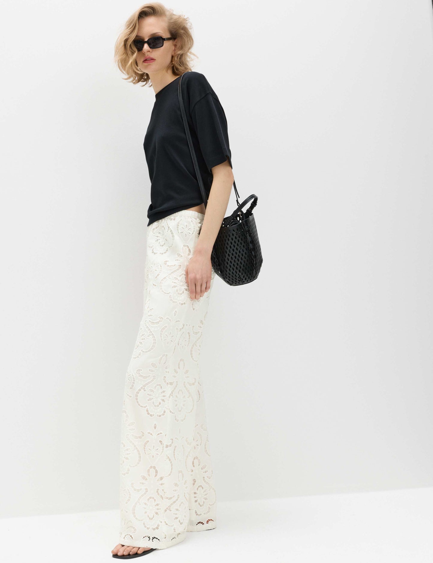 Cutwork Embroidered Straight Leg Trousers