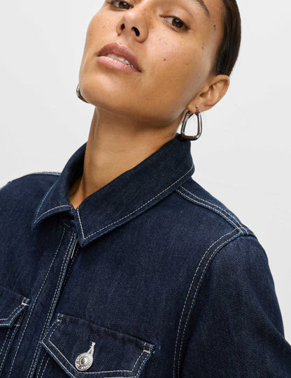 Denim Belted Wide Leg Utility Jumpsuit