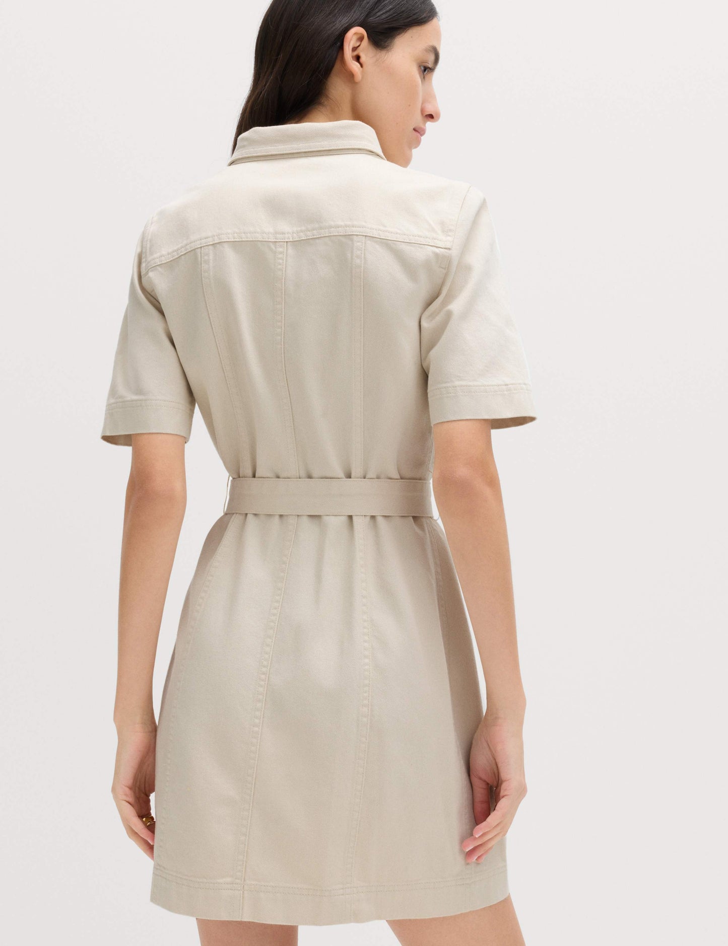Denim Button Through Mini Utility Dress
