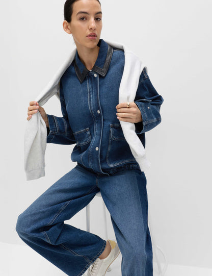 Denim Relaxed Bomber Jacket