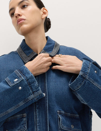 Denim Relaxed Bomber Jacket