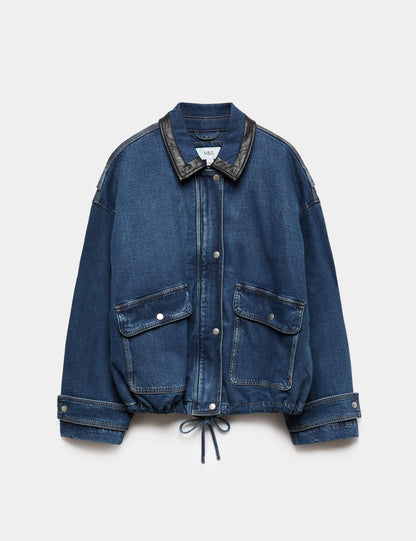 Denim Relaxed Bomber Jacket