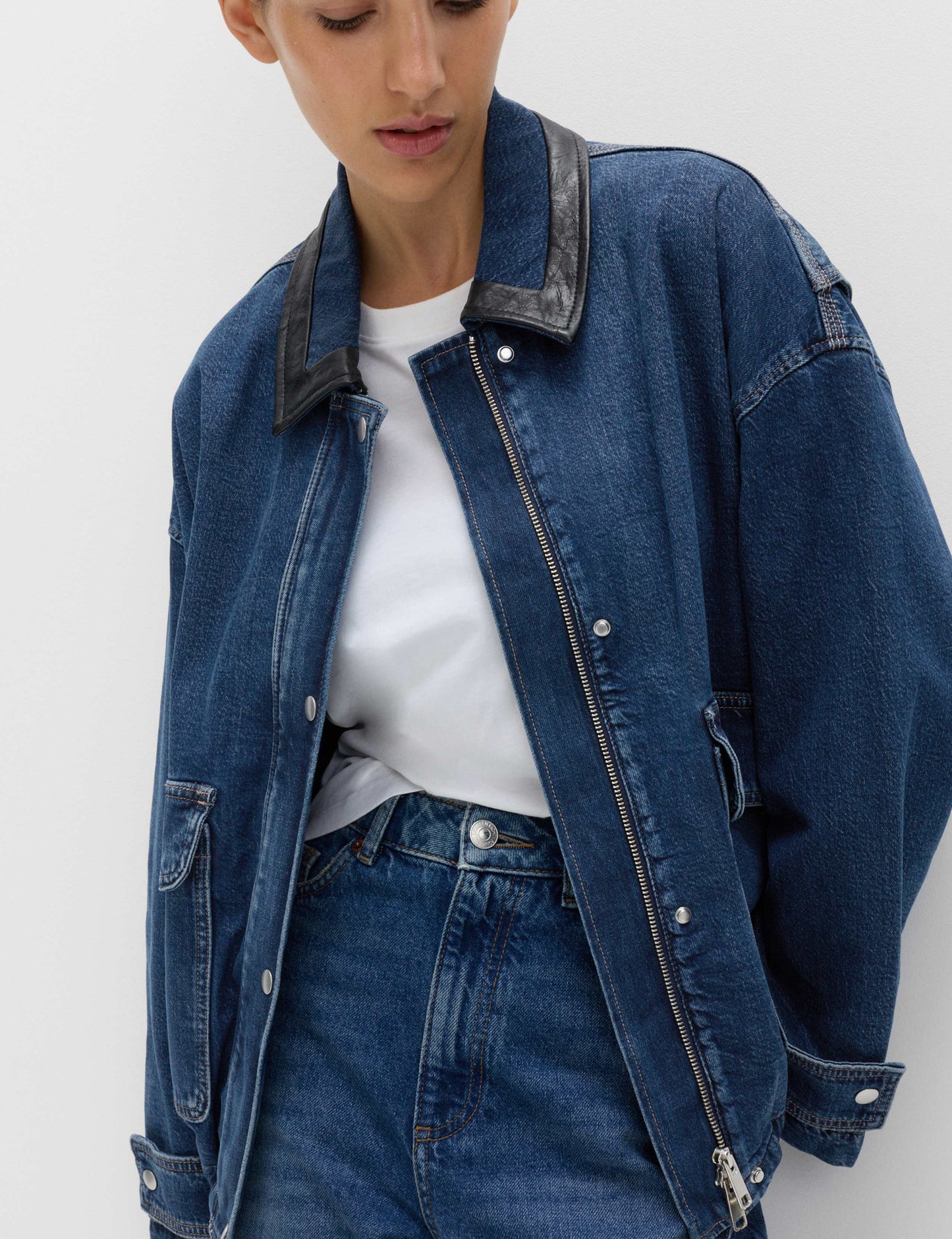 Denim Relaxed Bomber Jacket