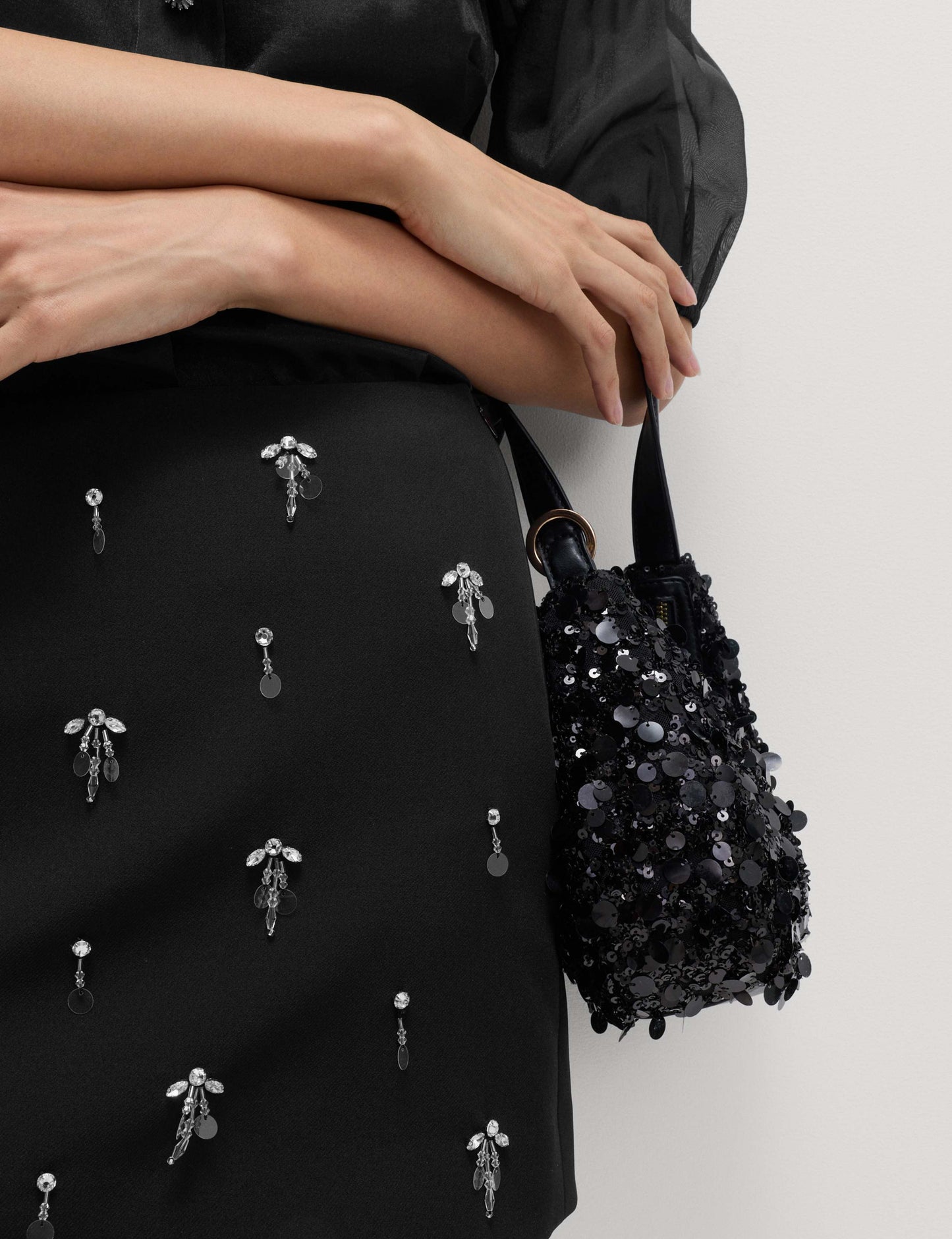 Disc Embellished Mini A-Line Skirt