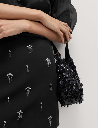 Disc Embellished Mini A-Line Skirt