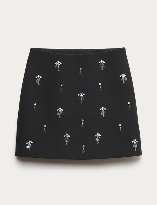 Disc Embellished Mini A-Line Skirt