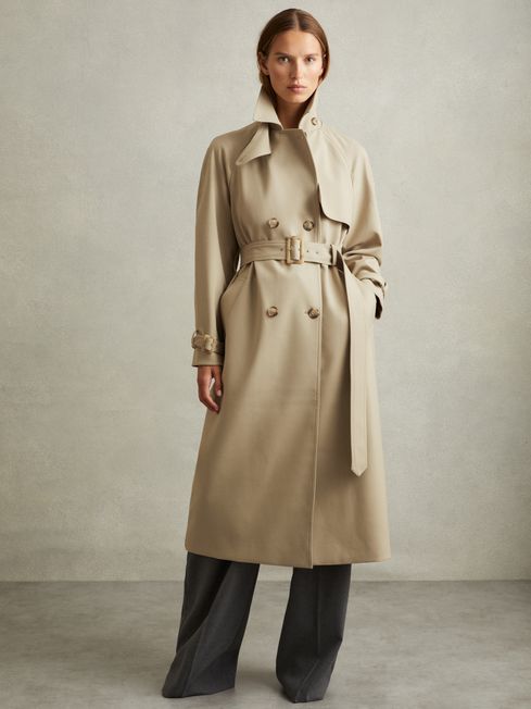 Double Breasted Belted Trench Coat