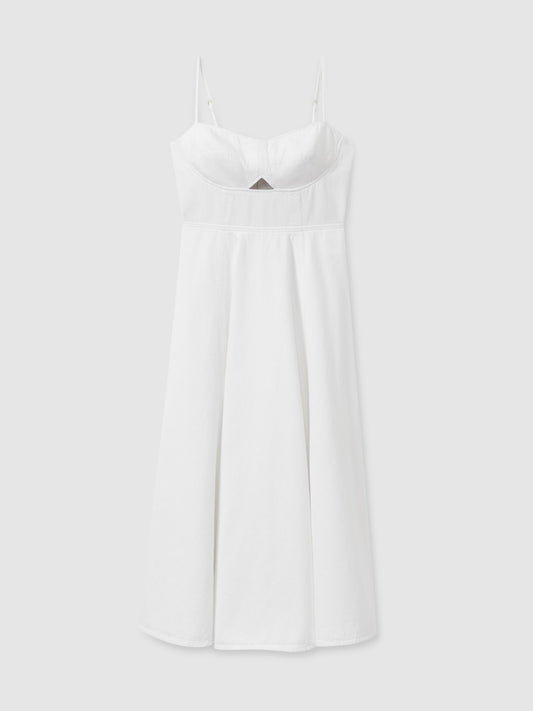 Cotton Denim Dress in White