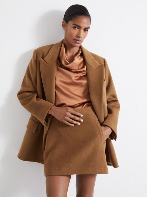 Atelier Virgin Wool and Camel-Blend Suit Skirt