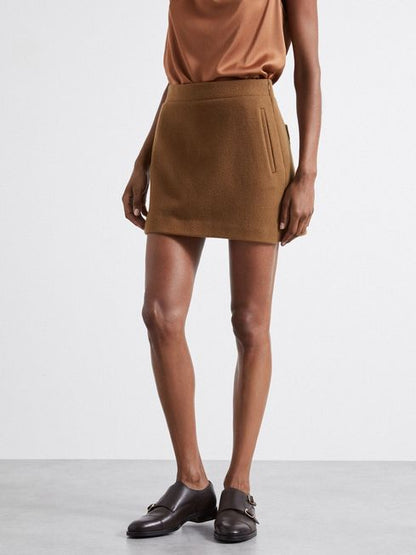 Atelier Virgin Wool and Camel-Blend Suit Skirt