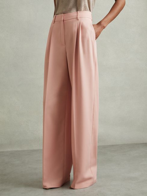 Double Pleat Wide Leg Trousers