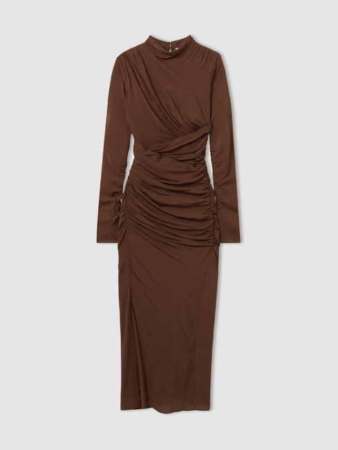 Jersey Ruched Midi Dress