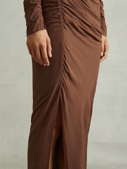 Jersey Ruched Midi Dress