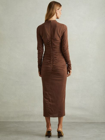 Jersey Ruched Midi Dress