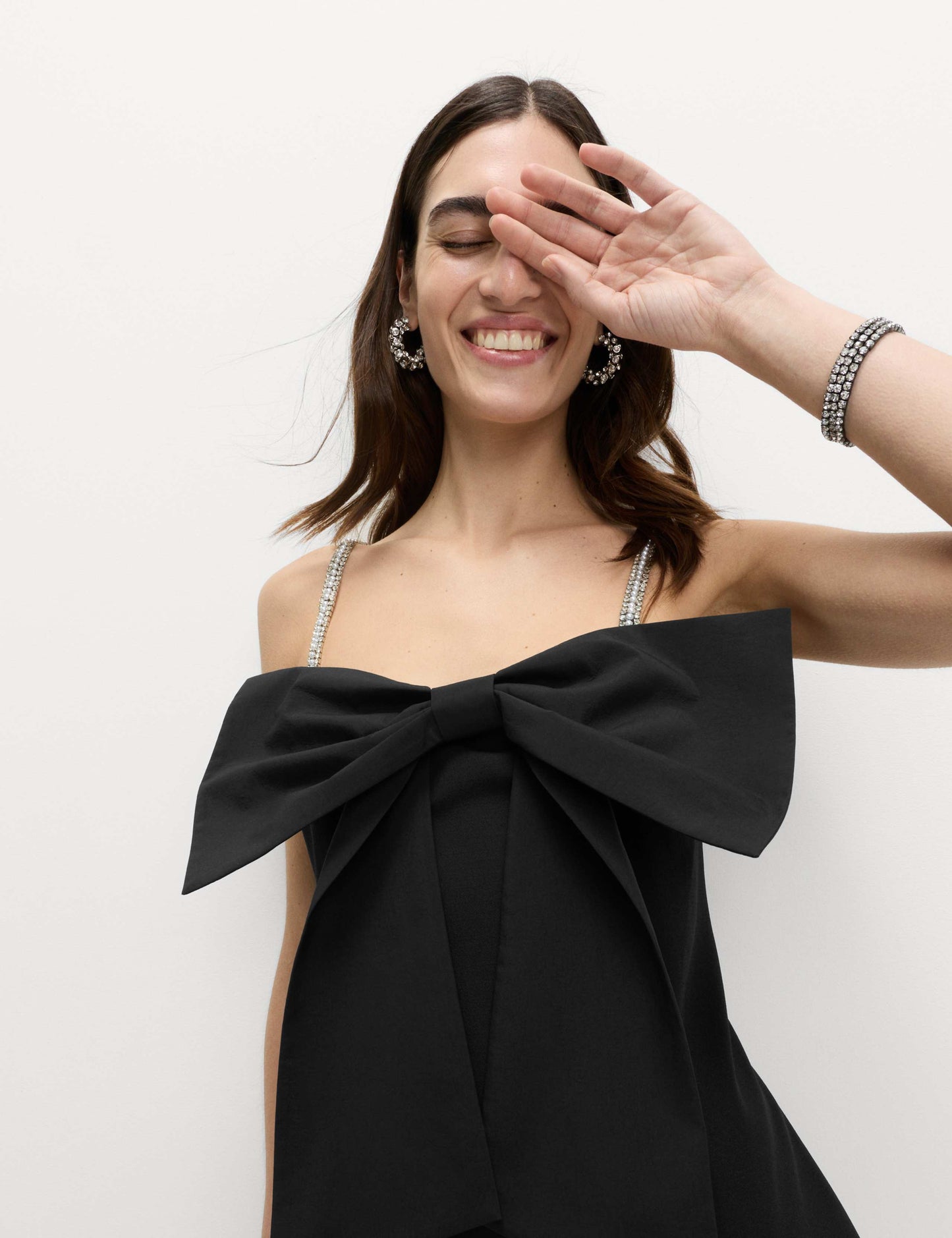 Embellished Bow Detail Mini Dress