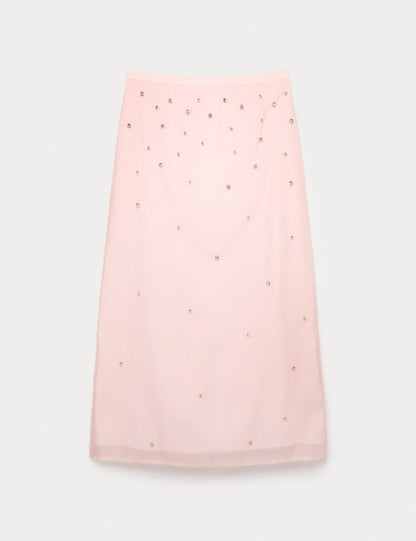 Embellished Midi A-Line Skirt