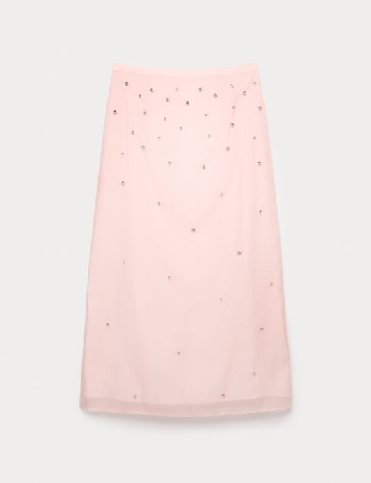 Embellished Midi A-Line Skirt