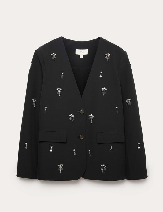 Embellished Single Breasted Blazer
