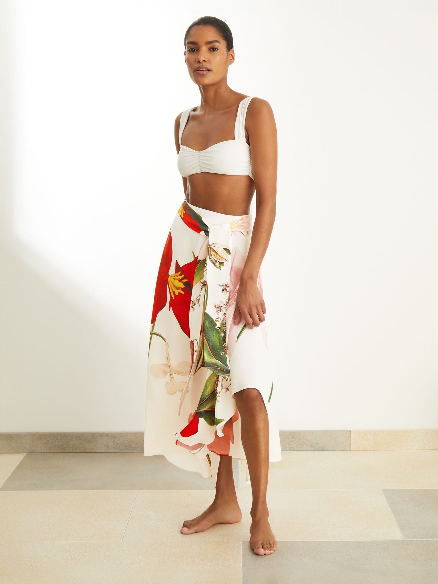 NYBG Floral Midi Skirt in Ivory