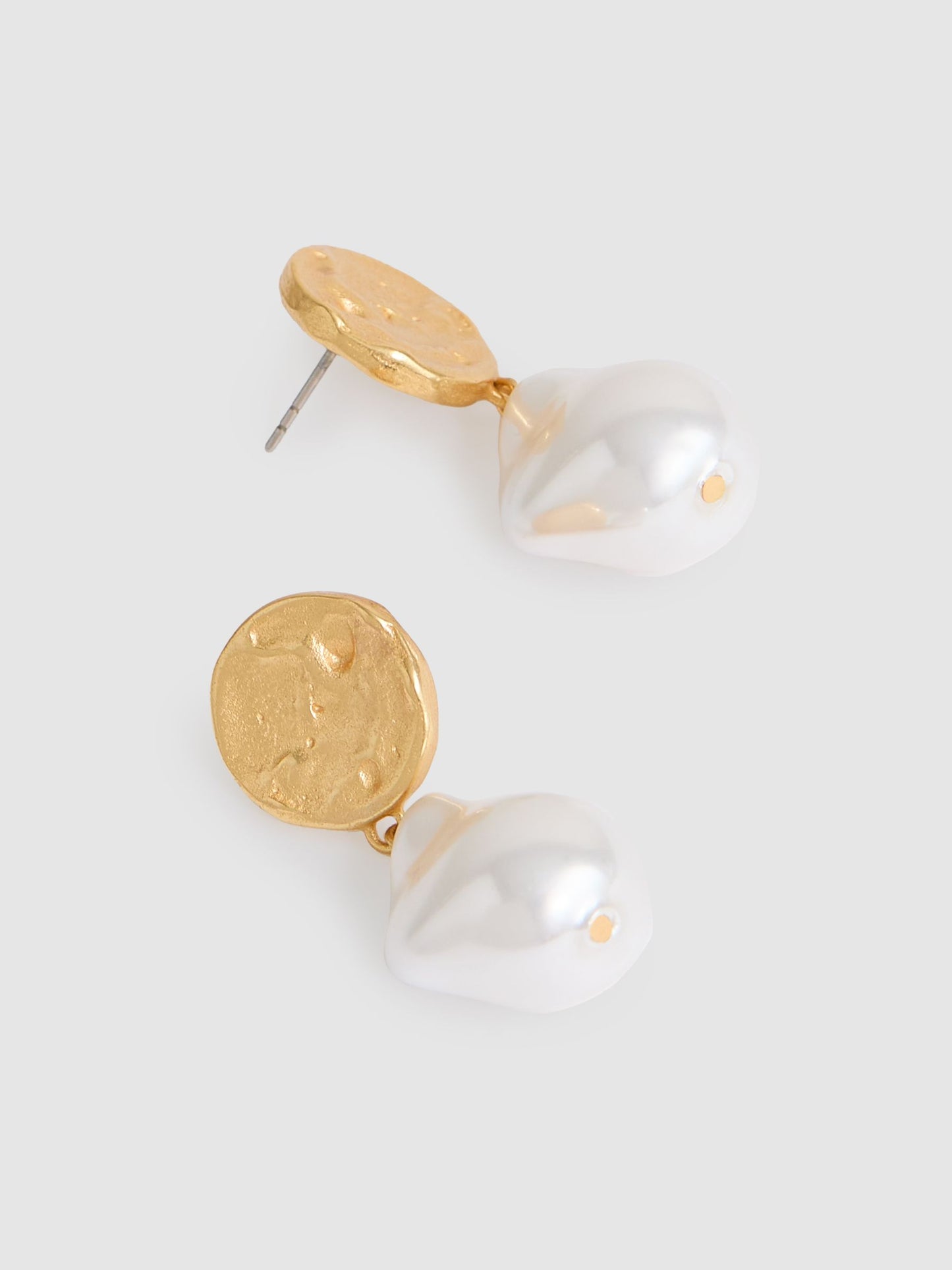 Molten Faux-Pearl Drop Earrings in Gold Tone