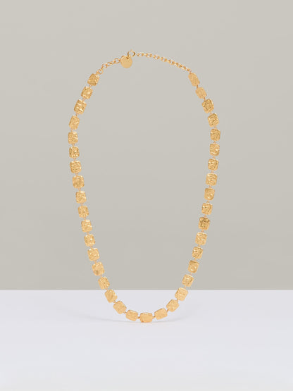 Molten Square Necklace in Gold Tone