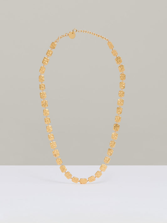 Molten Square Necklace in Gold Tone