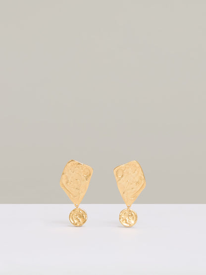 Molten Large Drop Earrings in Gold Tone