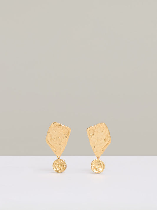 Molten Large Drop Earrings in Gold Tone