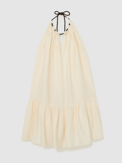 Halterneck Beach Cover-Up Swing Dress in Cream