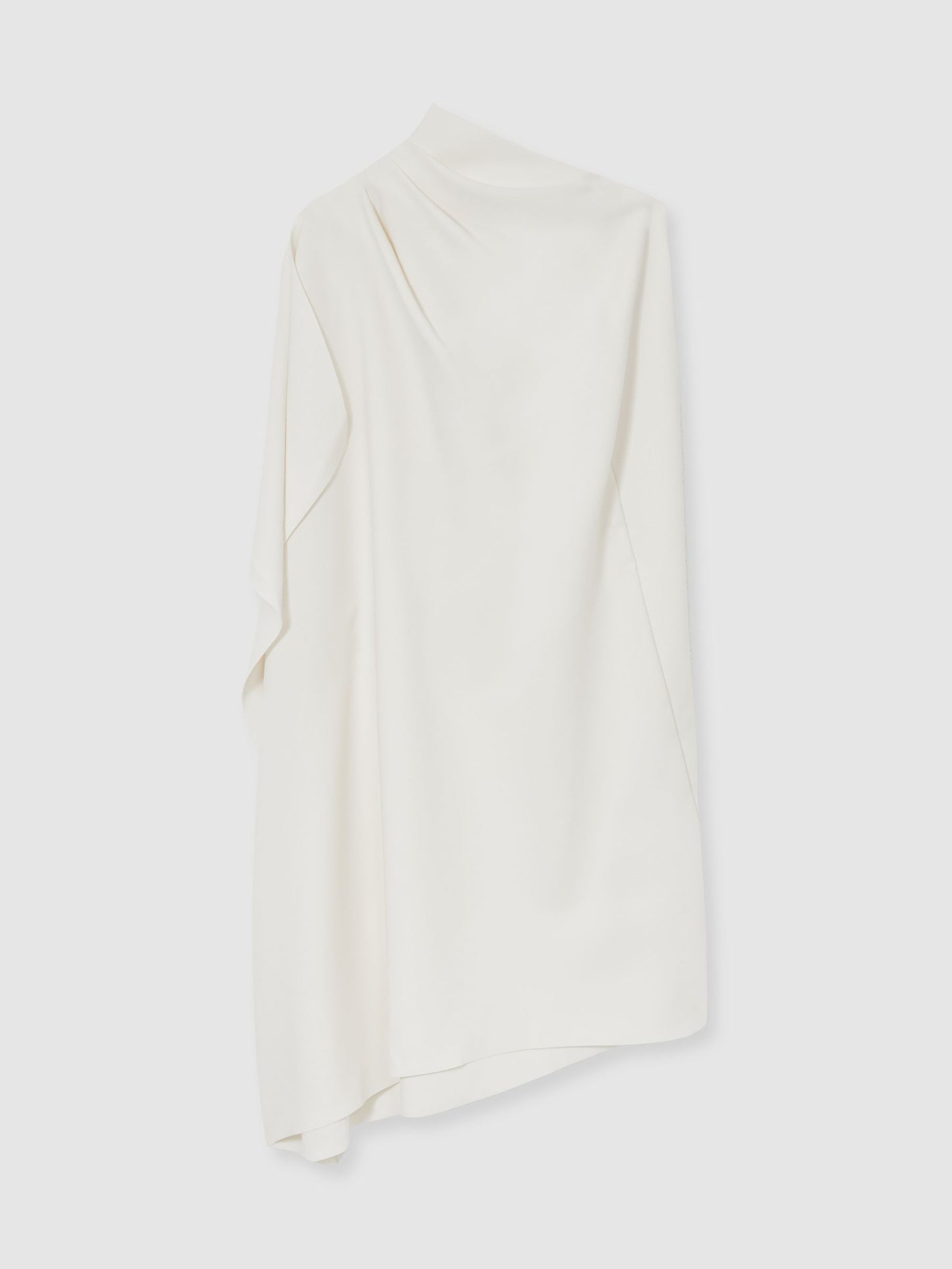 One Shoulder Draped Mini Dress in Ivory