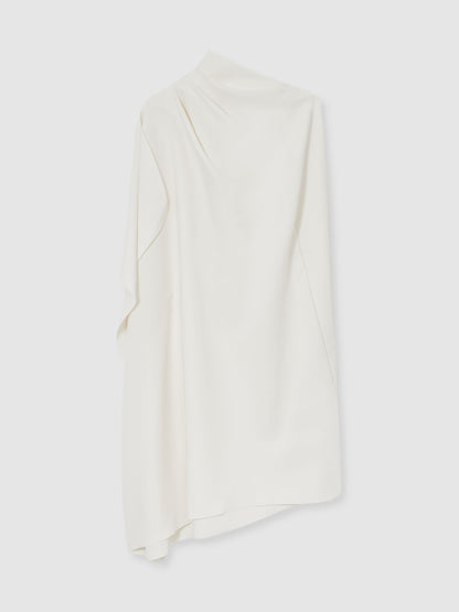 One Shoulder Draped Mini Dress in Ivory