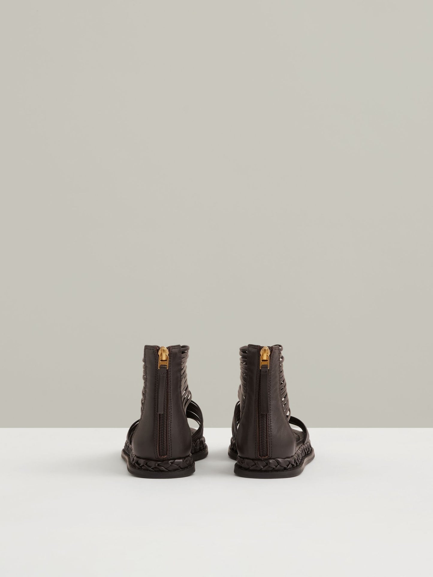Leather Gladiator Sandals in Chocolate