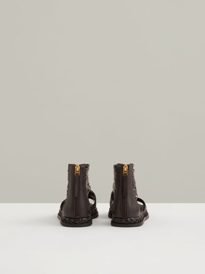 Leather Gladiator Sandals in Chocolate