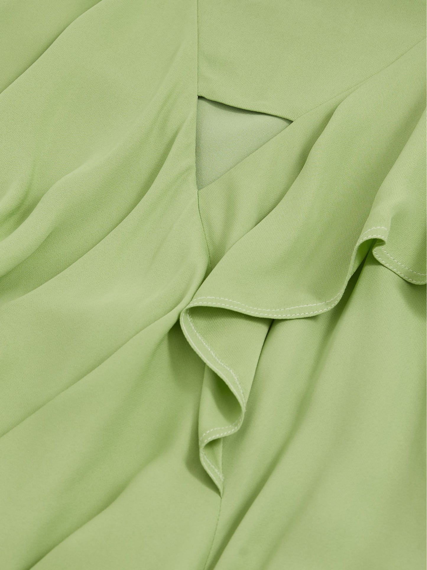 Ruffle-Detail Midi Dress in Green