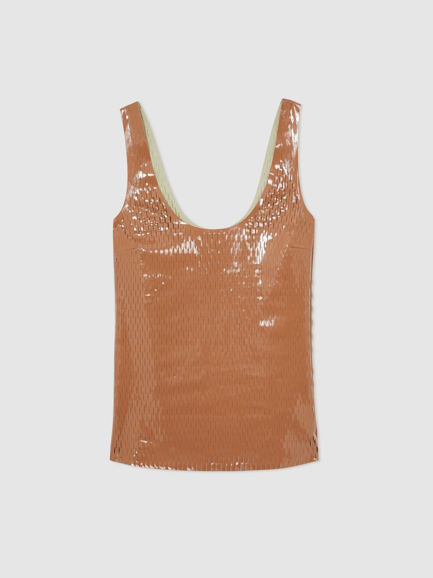 Reiss Atelier Laser-Cut Vest Top in Tan