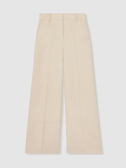 Reiss Atelier Wide-Leg Woven Trousers in Off White