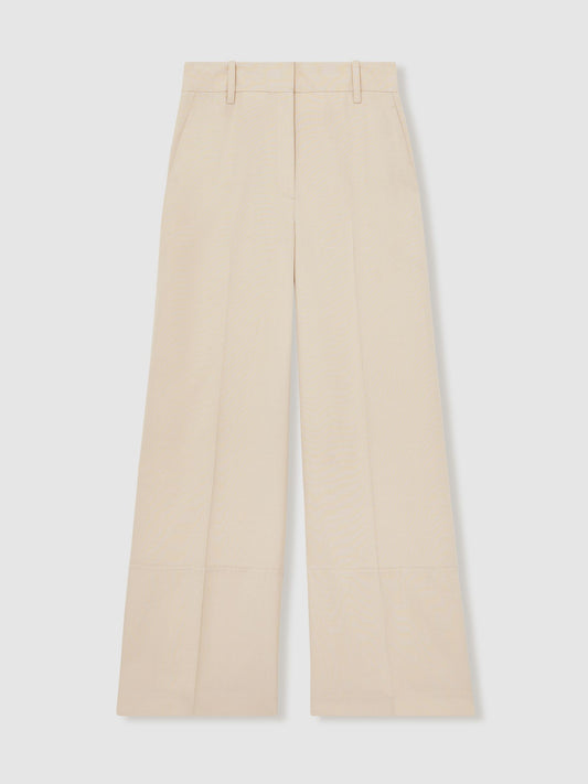 Reiss Atelier Wide-Leg Woven Trousers in Off White