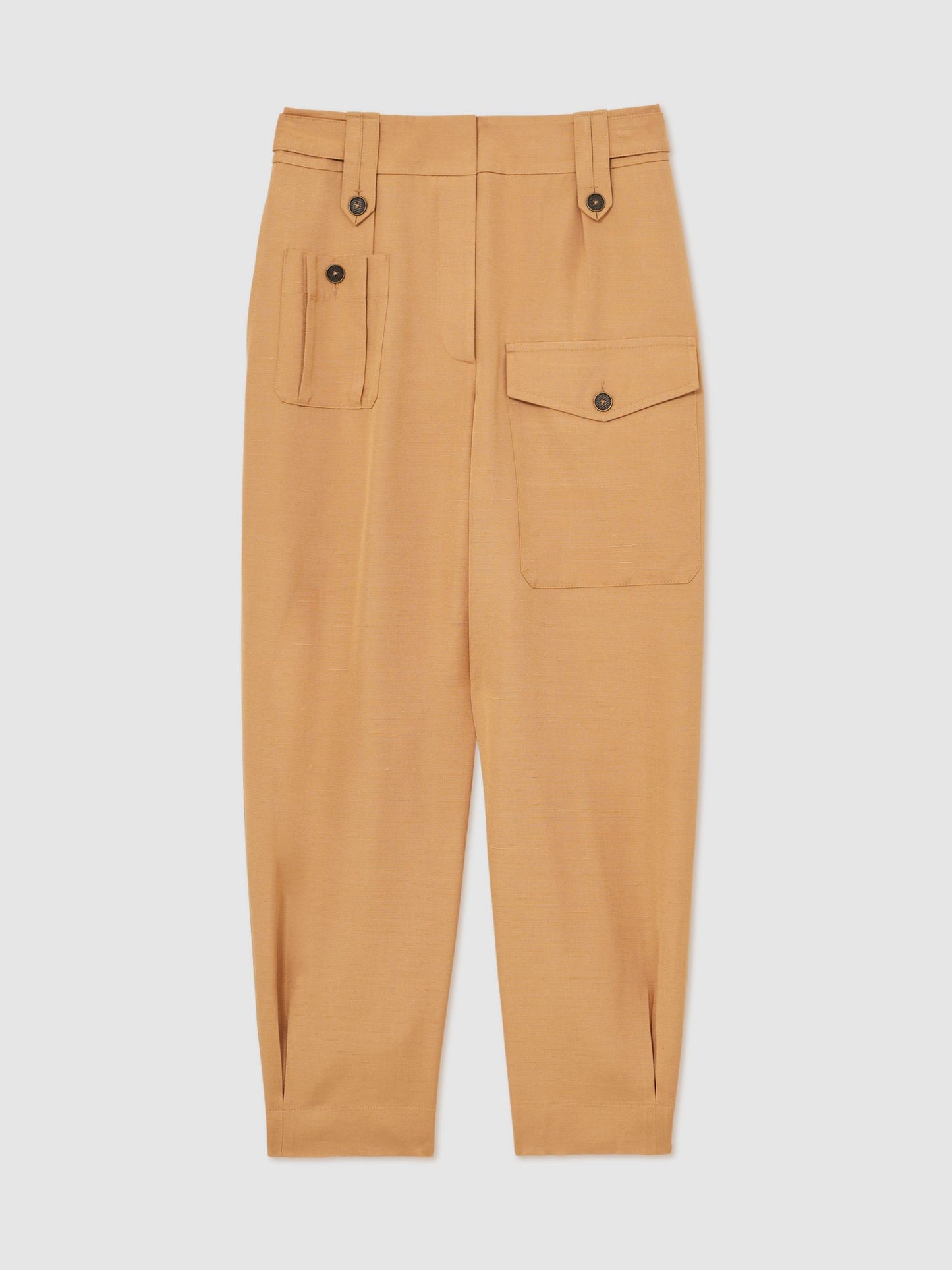 Reiss Atelier Tapered Cargo Trousers in Tan