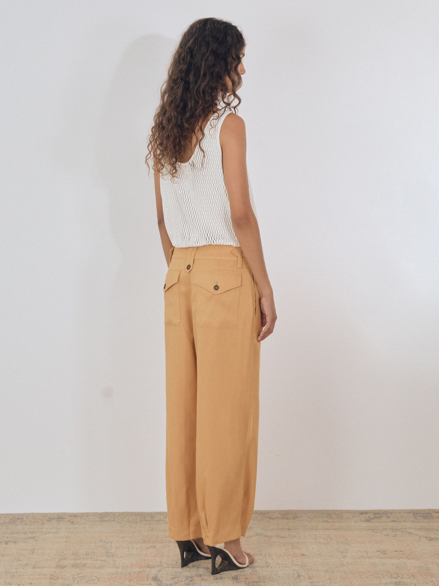 Reiss Atelier Tapered Cargo Trousers in Tan