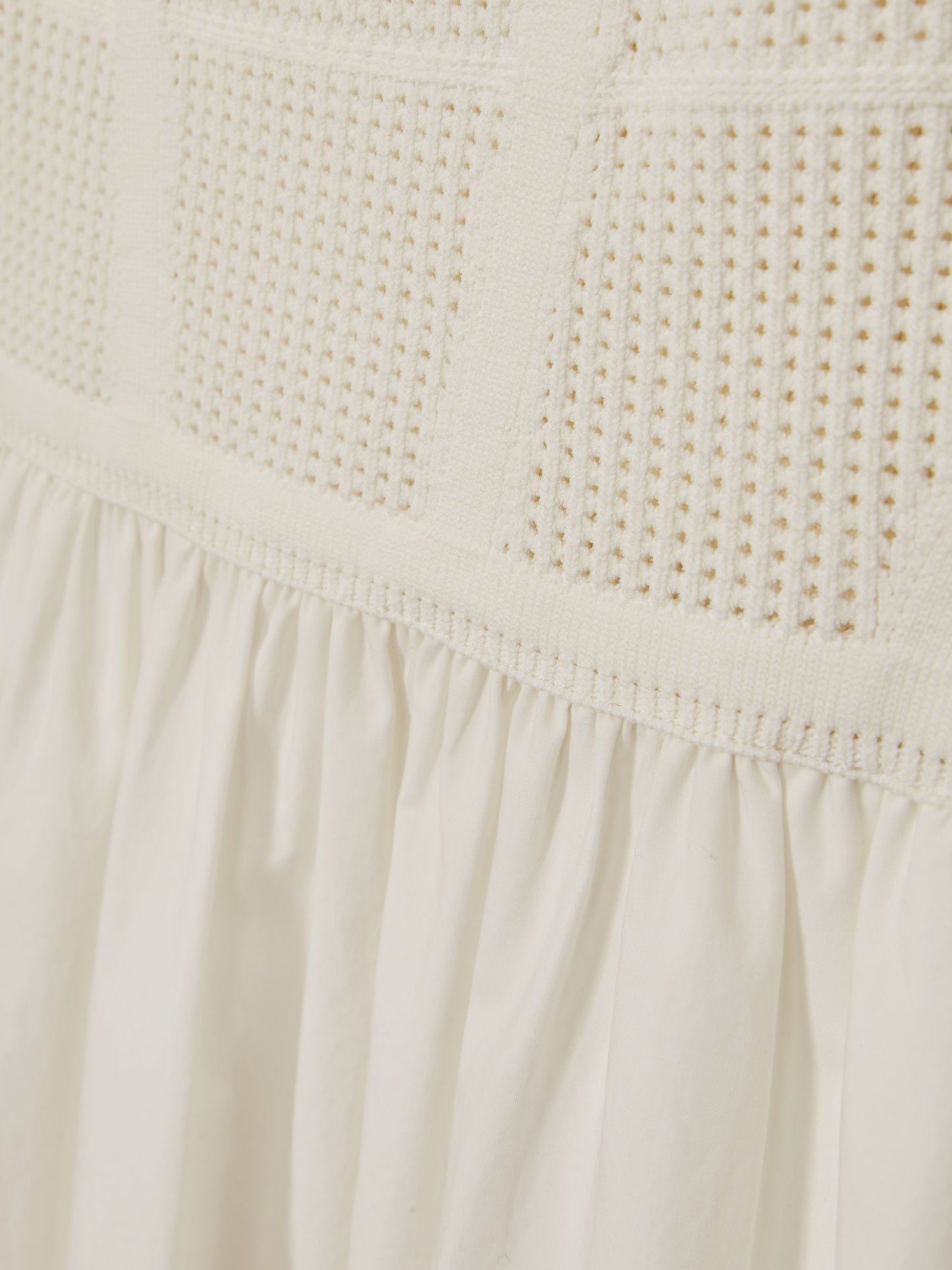 Reiss Perforated-Knit Cotton-Skirt Midi Dress in Ivory