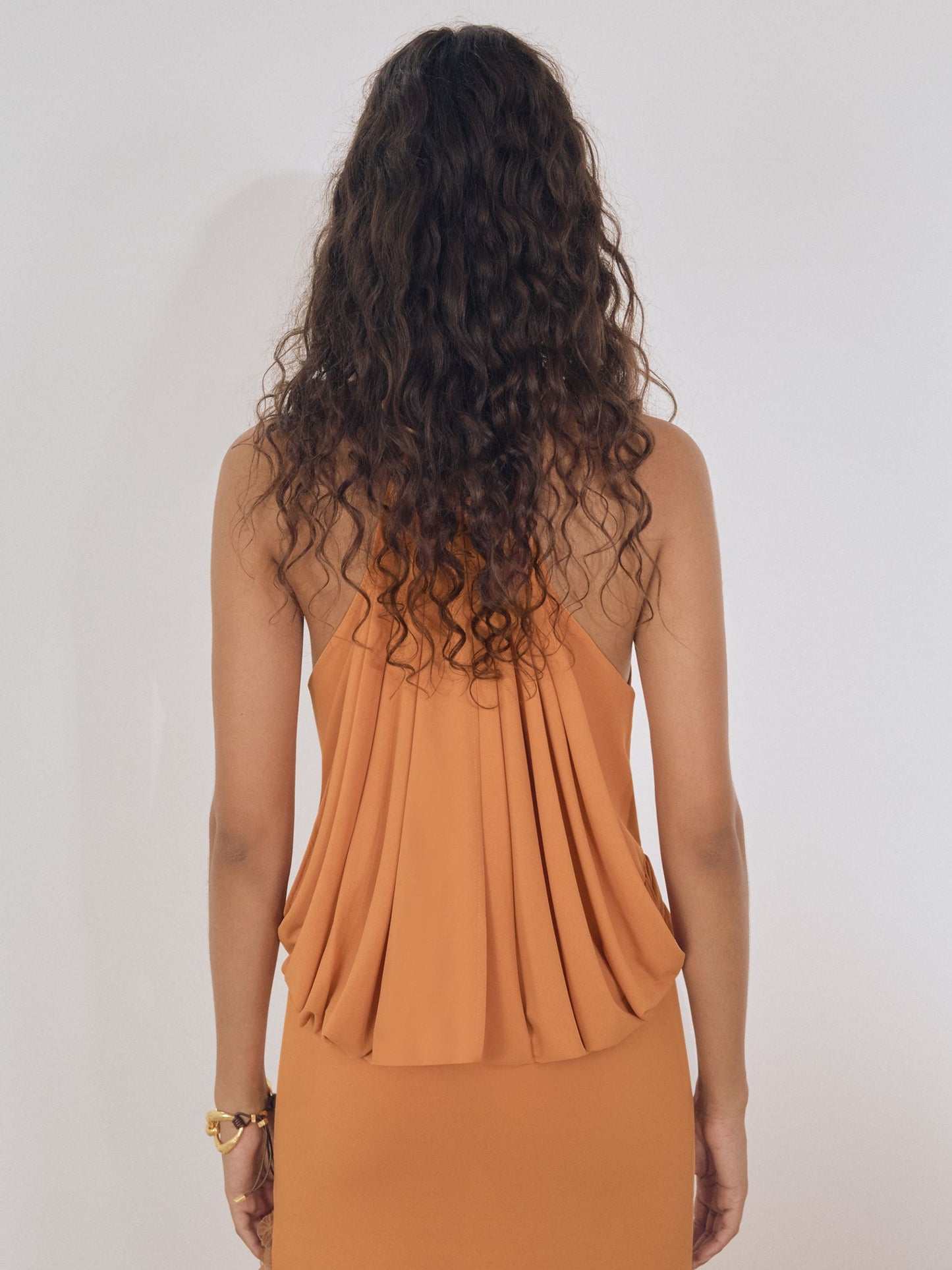 Atelier Drape Jersey Maxi Dress in Orange
