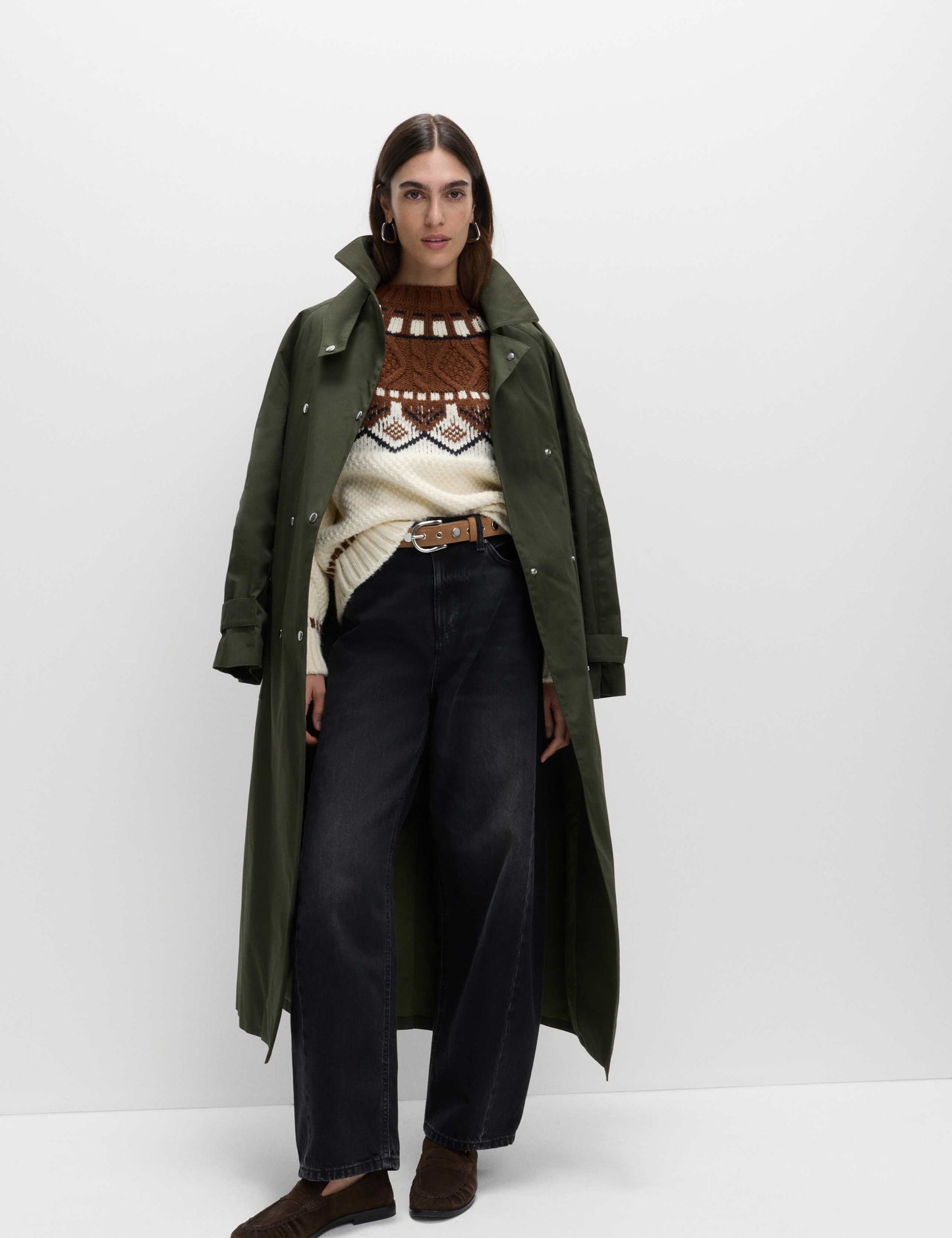 Fair Isle Cable Knit Crew Neck Jumper