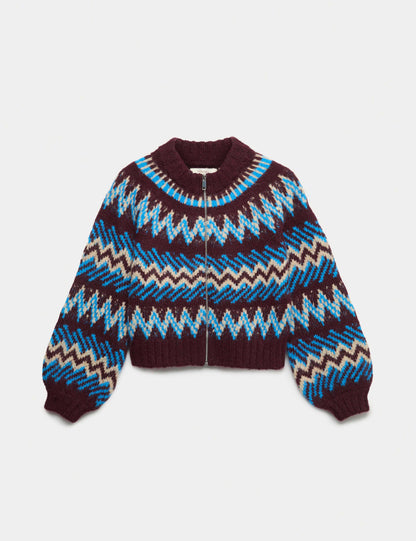 Fair Isle Knitted Bomber Cardigan