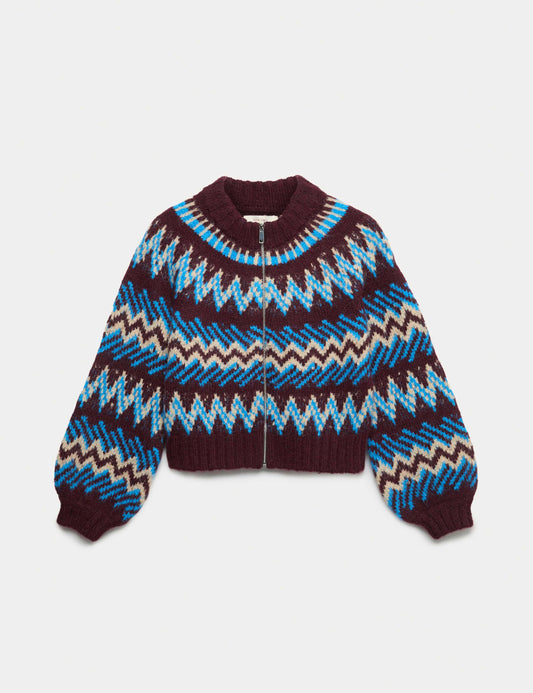 Fair Isle Knitted Bomber Cardigan