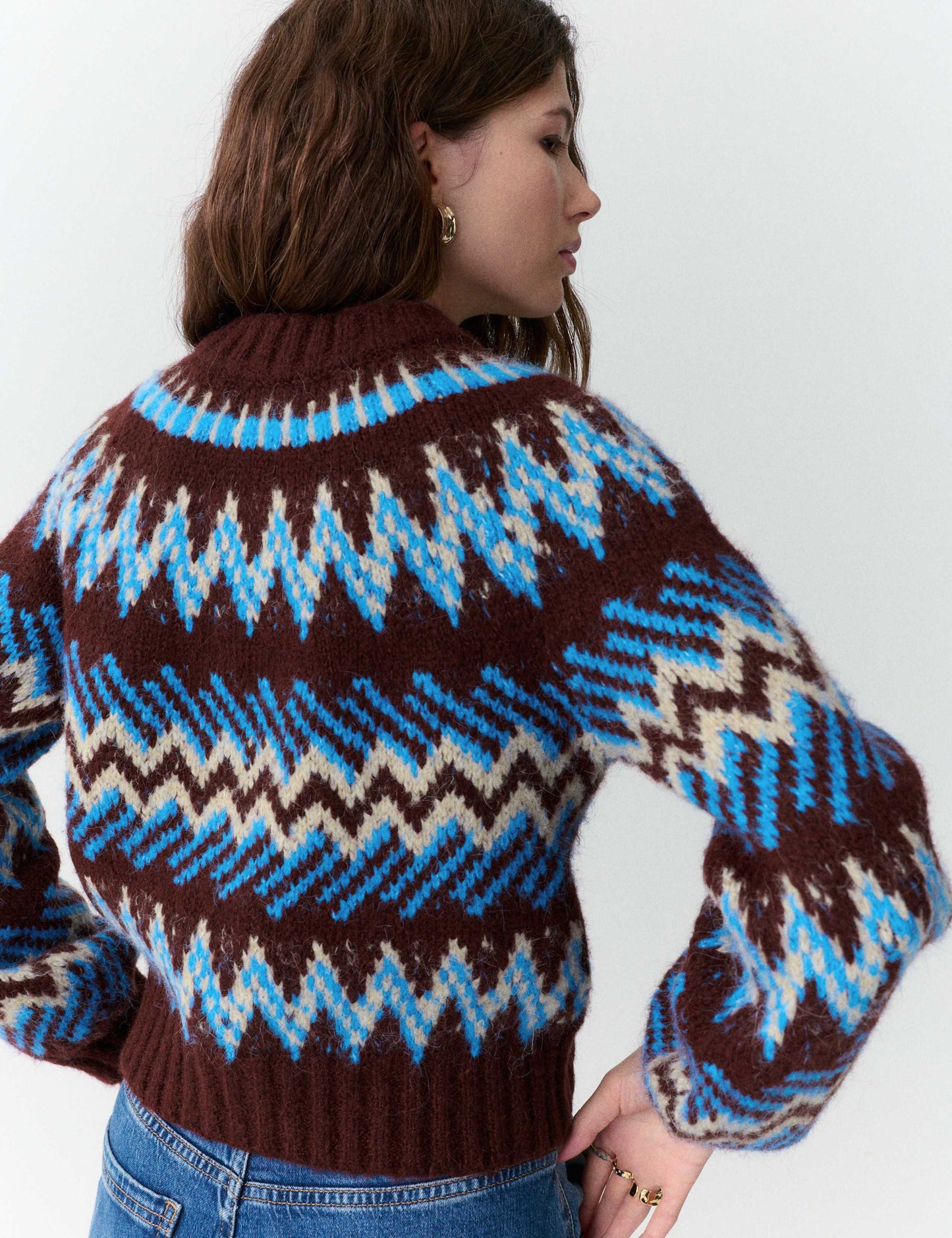 Fair Isle Knitted Bomber Cardigan