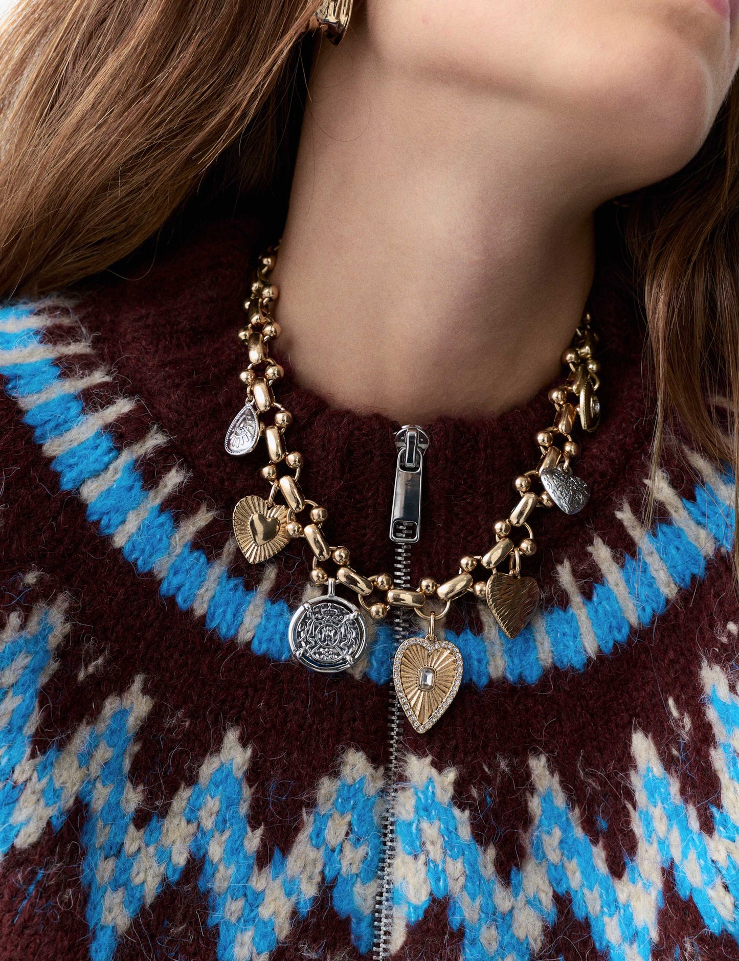 Fair Isle Knitted Bomber Cardigan