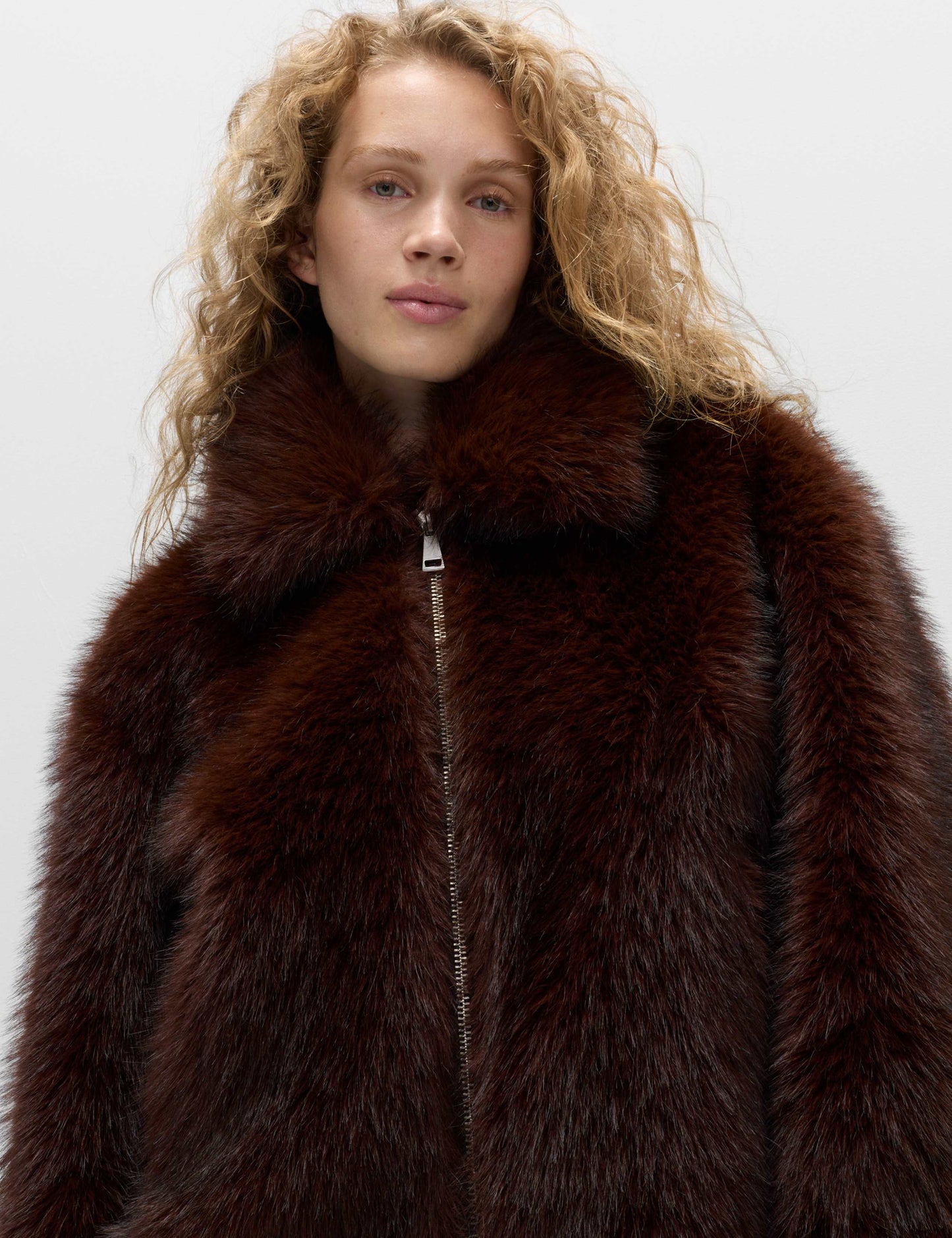 Faux Fur Aviator Coat