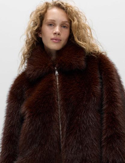 Faux Fur Aviator Coat